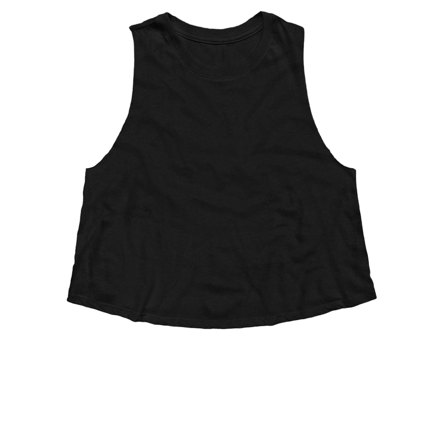 Solid Black Blend Women’s Cropped Racerback Tank